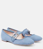 [Roger Vivier] Roger Vivier Très Vivier Strass Buckle Babies ballet flats AU 11 blue