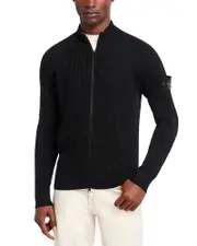 Stone Island Zip Up Wool Sweater