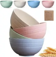 Unbreakable Cereal Bowls Set of 4 Reusable Cereal 24 Oz Wheat Straw Bowls Set