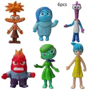 6Pcs/set Inside Out Riley Joy Anxiety Sadness Figures Car Cake Desk Decoration Model Toy