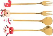 Mobestech 1Set Cute Christmas Spoons Forks Dessert Forks Xmas Forks for Parties Restaurants Home Use Adorable Christmas Themed Tableware