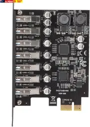 PCIE to USB 3.2 GEN1 7 Port Expansion Card, PCI Express USB Add in Card, Interna