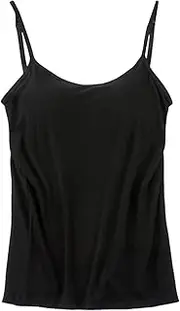 [Dawwoti] Women's Camisoles Basic Tank Tops with Built-in Shelf Bra Cotton Sleeveless Undershirt
