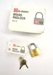 Lot of 12 Blossom Brass Padlocks Mini Side w Keys BC16 30mm Keyed Differently