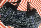 NEW Indonesian HAMMOCK Navy Blue striped Cotton Rope Hammock BOHO Chic Decor