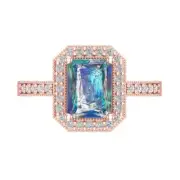 2.9 ct Emerald Cut Moissanite Gemstone Solitaire Ring With Accents Rose Gold