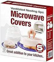 5 Piece Ventilated Microwave Covers Adjustable Steam Vents Assorted Sizes BPA Free