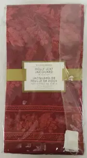 Williams-Sonoma Red Holly Leaf Jacquard Napkins set of 4 Holiday Christmas (NIB)