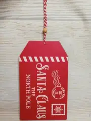 New! "Santa Clause North Pole" Tag Hanging Wood Sign Christmas Ornament Dec 25