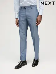 Light Blue Slim Fit Trimmed Suit Trousers (876510) | $40