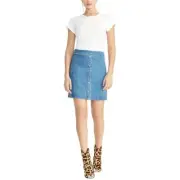 RACHEL ROY NEW Women's Light Stone Wash Snap-front Denim Mini Skirt S TEDO