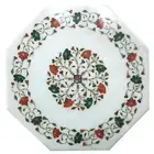 Marble Coffee Table Top Floral Design Inlay Work Sofa Side Table from Handicraft