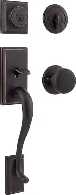 Kwikset Hawthorne Front Entry Door Handleset Lock Venetian Bronze w/ Juno Knob