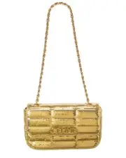 Celine Sequin & Leather Shoulder Bag Women's Gold