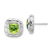 Sterling Silver Rhodium Plated Peridot Earrings