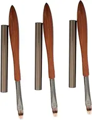 Gogogmee 3pcs Nail Art Tools Multi-functional Nail Brush With Flat Head Ergonomic Wooden Handle French Manicure Pen Nail Blusher Brush