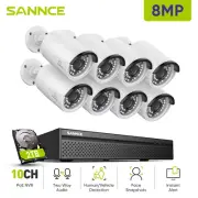 8MP Wired NVR POE Security Camera System Night Vision Two Way Voice Protection C