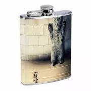 Cat & Mouse Em5 8oz Stainless Steel Flask Drinking Whiskey Liquor