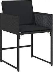 vidaXL 4-Piece Black Poly Rattan Garden Chair Set - Weather-Resistant Outdoor Armchairs with Foldable Backrests and Washable Cushions for Patios, Gardens, and Balconies