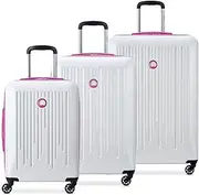 [DELSEY PARIS] Christine Hardside Expandable Luggage with Spinner Wheels, White with Mauve Trim, 3 Piece Set (20/24/28), Christine Hardside Expandable Luggage With Spinner Wheels