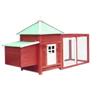 Chicken Coop with Nest Box Red 190x72x102 cm Solid Firwood Outdoor Pet Hou 70983