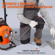 50-Foot Sewer Snake Machine with Auto Feed & 4 Cutters for Drain Cleaning