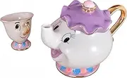 NEW Beauty and The Beast Cartoon Mrs.Potts Chip Tea Pot & Cup set Teapot Mug Potts Sculpted Ceramic Teapot (Pot & Cup)