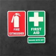 First aid sticker fire extinguisher snake bite sticker warning signs set