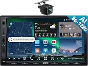 7" Button Android in-Dash Navigation, 8G+128G Double Din Car Stereo, ChatGPT AI Assistant, 4G LTE, Wireless Carplay & Android Auto, Dual Phone Connection&BT, with Backup Cam, X10G2A7E-R2