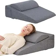 Bed Wedge Pillow Headrest Set for Sleeping Comfort, Relaxing, Gerd Acid Reflux, Heartburn, Back Pain Relief. Pregnancy Triangle Pillow Memory Foam Incline Wedge, Post Surgery, Snoring, Jacquard Cover