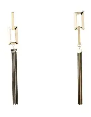 [Mocha] Esme Drop Tassel Earrings in Black