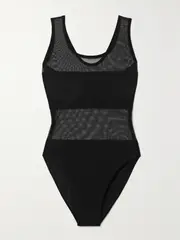 [Norma Kamali] Norma Kamali - Mio Stretch-mesh-paneled Swimsuit - Black - small small Black