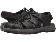 Mens Clarks Brixby Cove Black Leather Fisherman Size 13 Sandals 33891 Grey Gray