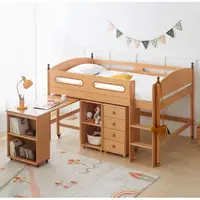 在飛比找蝦皮商城精選優惠-免運 兒童半高床 實木兒童床 儲物兒童床 維莎實木兒童床書桌