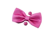 Mens Pink Matching Bow Tie, Pocket Square & Cuff Links Set