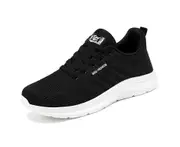 Women Walking Shoes Fashion Athletic Casual Road Running Breathable Sneakers-black (female model)