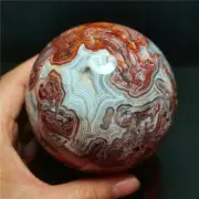 TOP 910G Natural Polished Mexico Banded Agate Crystal Sphere Ball Healing WD1387