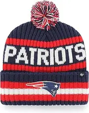 47 New England Patriots NFL Bering Unisex Winter Knit Bobble, One Size Fit, Team Badge, Light Navy, Light Navy, One size