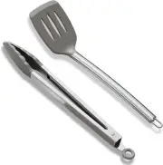 Spatula and Cooking Tong Set, Silicone Slotted Turner, Kitchen Heat Resistant
