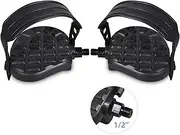 DRBIKE Replacement Bike Pedals with Strap for Stationary Bike, Spin Bike, Recumbent, Exerciser Bicycle, Black, 1 Pair
