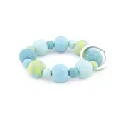 NEW JILZARAH Premium Handmade Clay Bead BERMUDA BLUE 18mm Classic Wrist Keychain