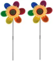 2X Colorful Sunflower Windmill Wind Spinner Pinwheel Garden Yard Decor Kids DIY