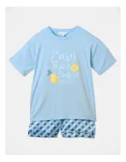 [Tilii] Relaxed Lemon Short Sleeve Pyjama Set in Light Blue