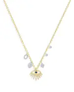 Meira T 14K Yellow Gold Diamond & Blue Sapphire Evil Eye Charm Necklace, 18