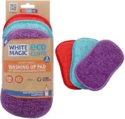 White Magic Eco Cloth Washing Up Pad 3 pack, Rainbow - Double-Sided, Non-Scratch for Tough Messes & Gentle Cleaning, Machine Washable, Multi-Purpose Scrubbing Pads for Dishes & Surfaces