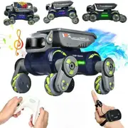 RC Car Robots Dog Toys,Remote Control Stunt Car Toy with Light Music Gesture Sensing,Trucks Toys Birthday Gift For 3+ Color Green