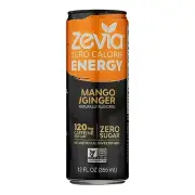 Zevia Energy Drink Zero Calorie Mango/Ginger - 12 Fl. oz (Pack of 12)