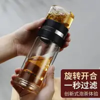 在飛比找ETMall東森購物網優惠-德國施密特茶水分離泡茶杯透明男女士創意便攜過濾雙層玻璃水杯子