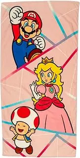 Franco Super Mario Girl Princess Peach Kids Super Soft Cotton Bath/Pool/Beach Towel, 58 in x 28 in, (Officially Licensed Product)