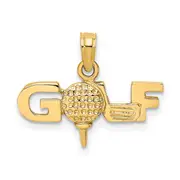 14K Yellow Gold Solid Polished Golf Charm